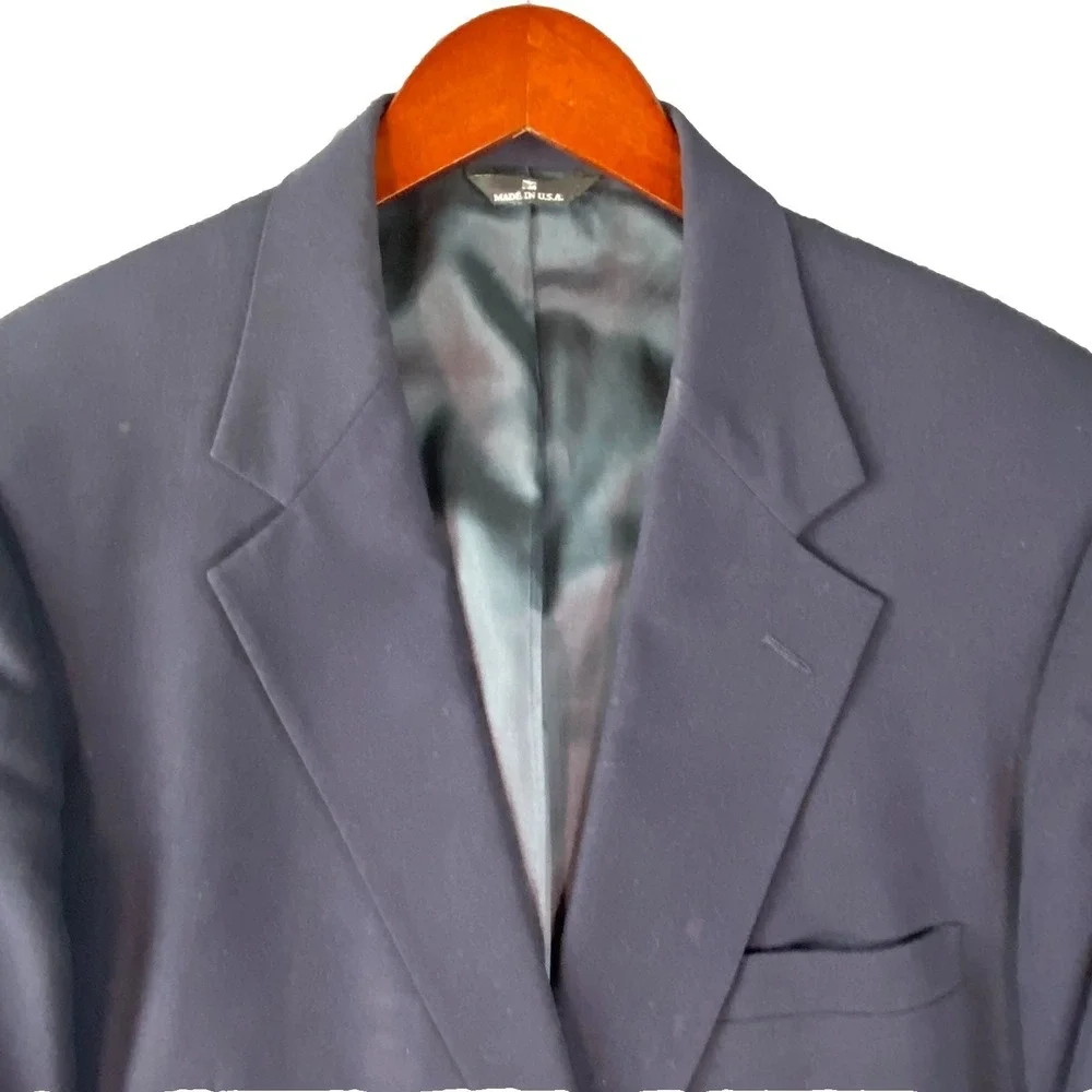 Ralph Lauren Mens Wool Blazer‎ 46R Navy Gold Buttons USA Vintage Preppy Chaps